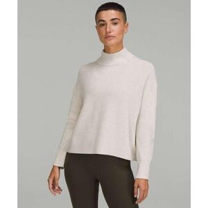 LULULEMON Merino Wool-Blend Ribbed Turtleneck Sweater Natural Ivory - size 8
